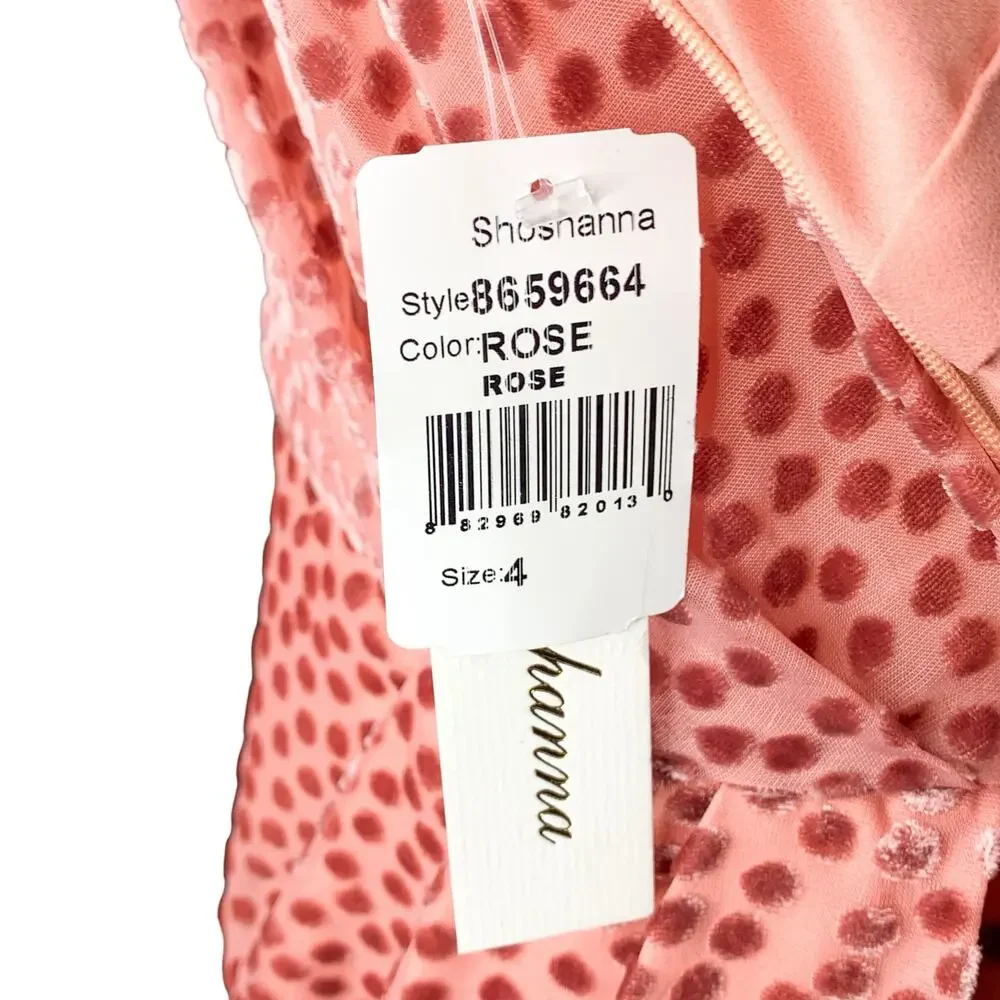 Shoshanna Zadie Rose Pink Velvet One Shoulder Cocktail Mini Dress Size 4 NWT